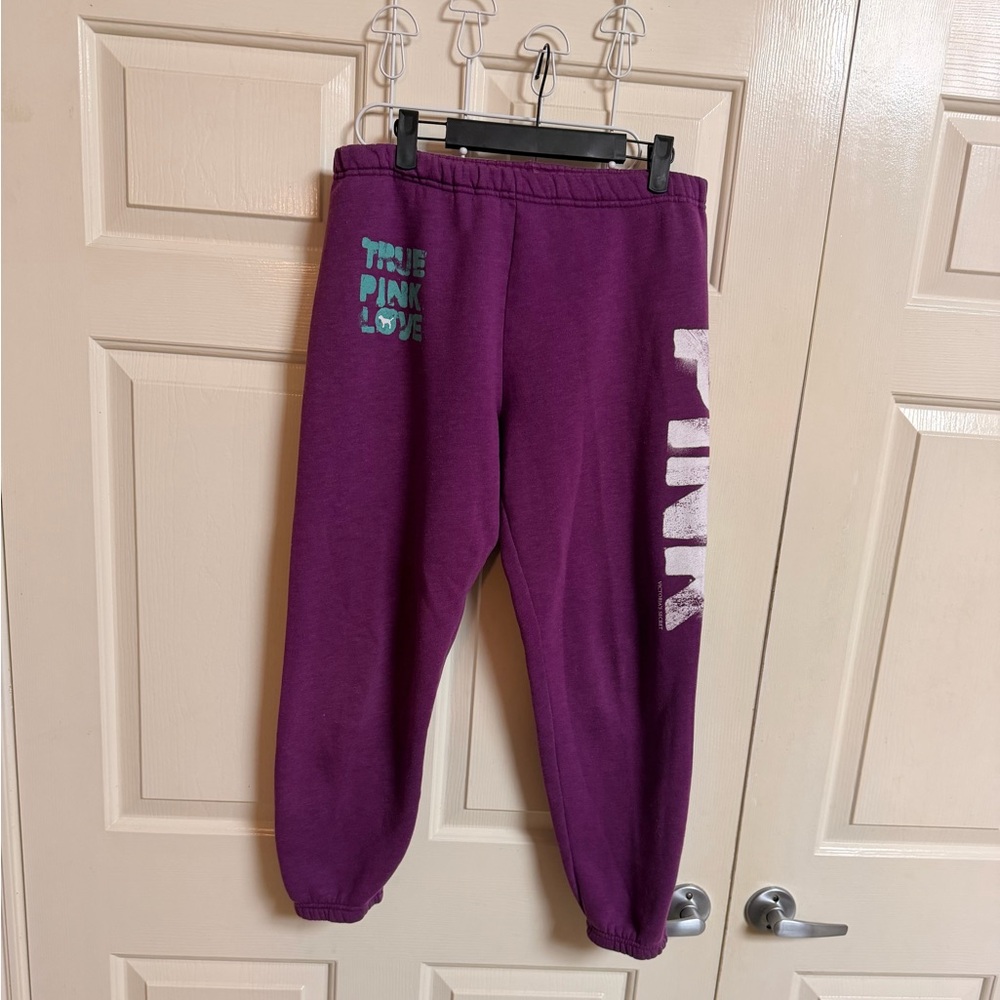 VTG Y2K RARE Victoria’s Secret PINK purple “My Favorite Sweats” Jogger Pant